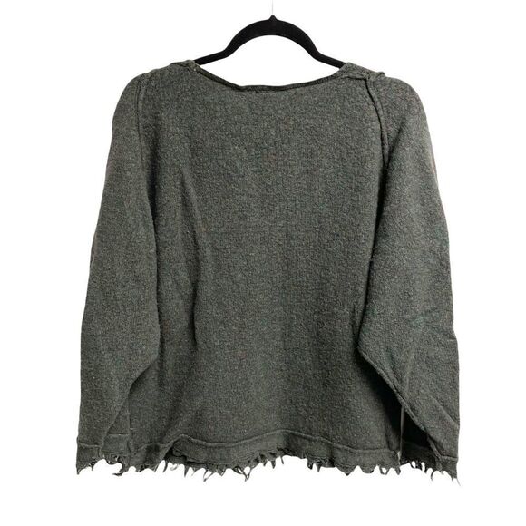 FREE PEOPLE Boho Irresistible Oversized Wool V-Neck Sweater Green XS - Picture 4 of 11